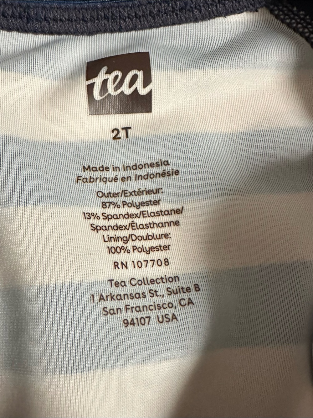 Tea Collection Navy & White Striped Long-Sleeve Rashguard Suit with Orange Zip - Picture 4 of 6